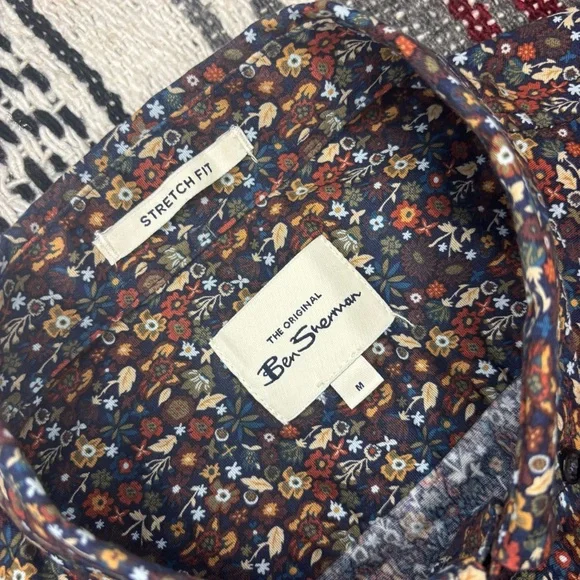 Ben Sherman Slim Fit Floral Button Up Shirt, Size Medium - Picture 4 of 6